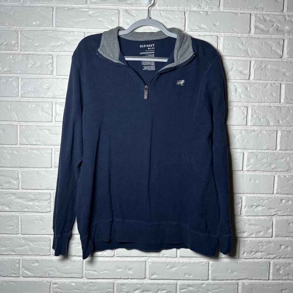 Old Navy SZ L‎ 100% Cotton Navy 1/4 Zip Long Sleeve Pullover Granola Girl